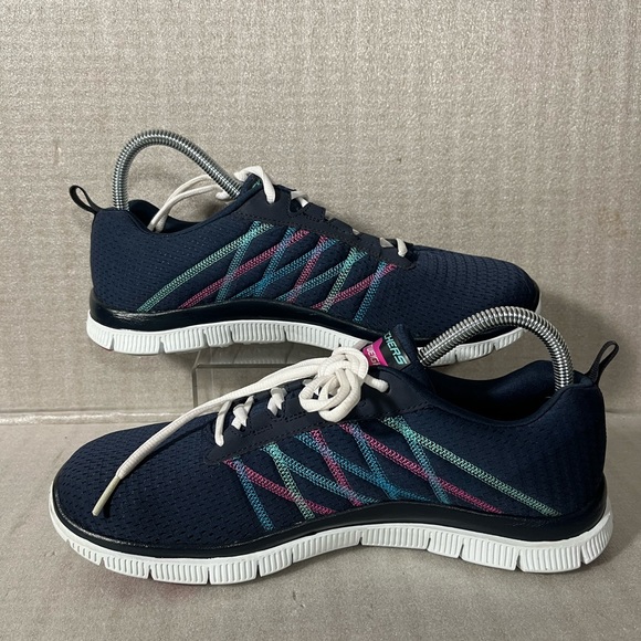 Skechers Lightweight Memory Foam Navy Lace-up Women's Sneakers Size 10 - Picture 2 of 8